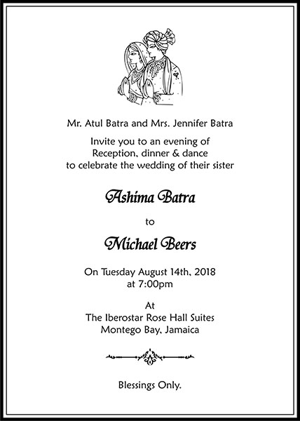 Interfaith wedding invitation wording 11A - Parekh Cards